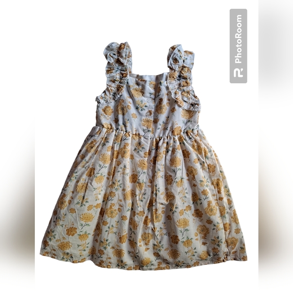 Cynthia Rowley Cream And Gold Floral Lined Dress, NWT 4T - Picture 7 of 8